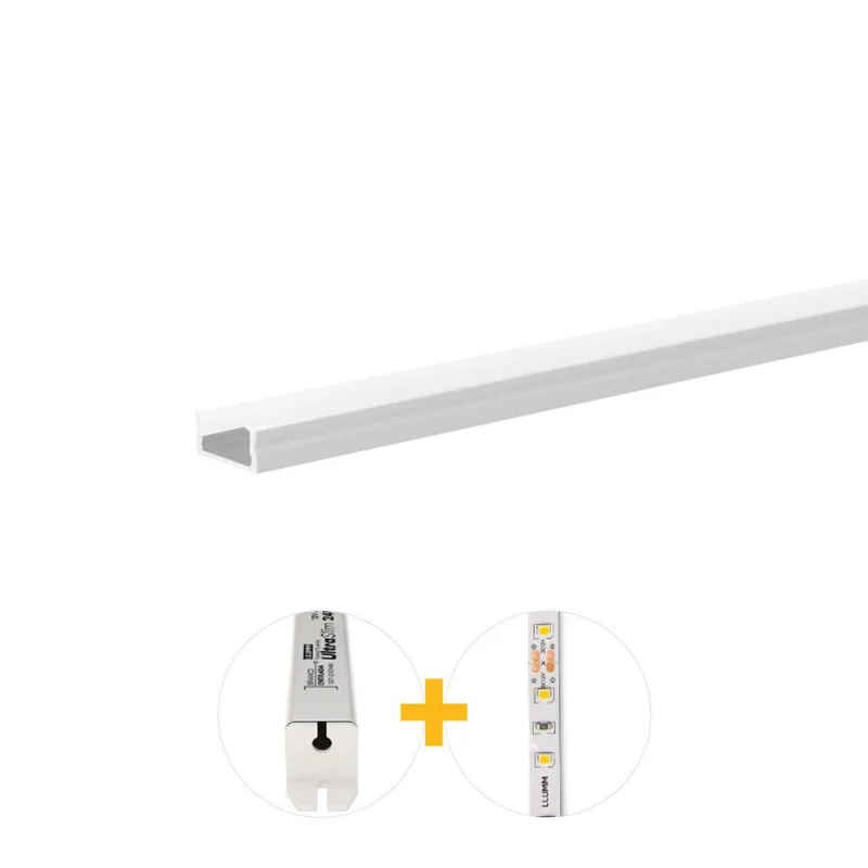 Kit Perfil De Sobrepor 14W/M 4K 1M 17X7Mm 12V Branco Llumm Bronzearte