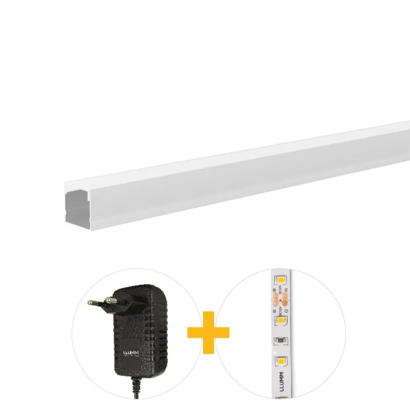Kit Perfil De Sobrepor 10W/M 4K 2M 19X20Mm 12V Branco Llumm Bronzearte