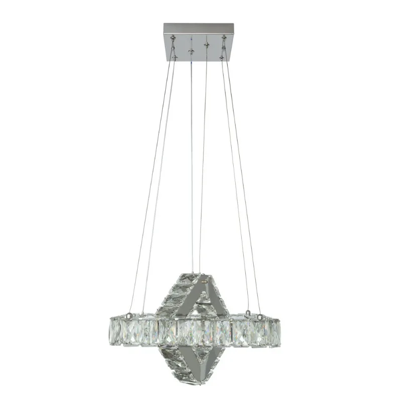 Pendente Tokyo Duplo Quadrado Led 30W 3Cct Cromo 2 Aros 300X300Mm Dourado Perfiline Bronzearte