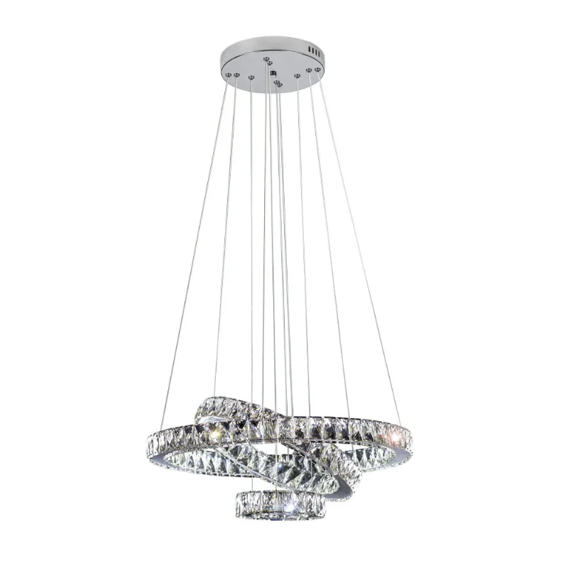 Pendente Tokyo Redondo Led 28W 3Cct Cromo 3 Aros 500X300X130Mm Bivolt Dourado Perfiline Bronzearte