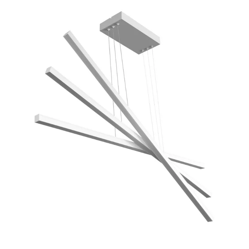 Pendente Multi Led 60W 3K 3 Luzes 910X80X550Mm Bivolt Branco Perfiline Bronzearte