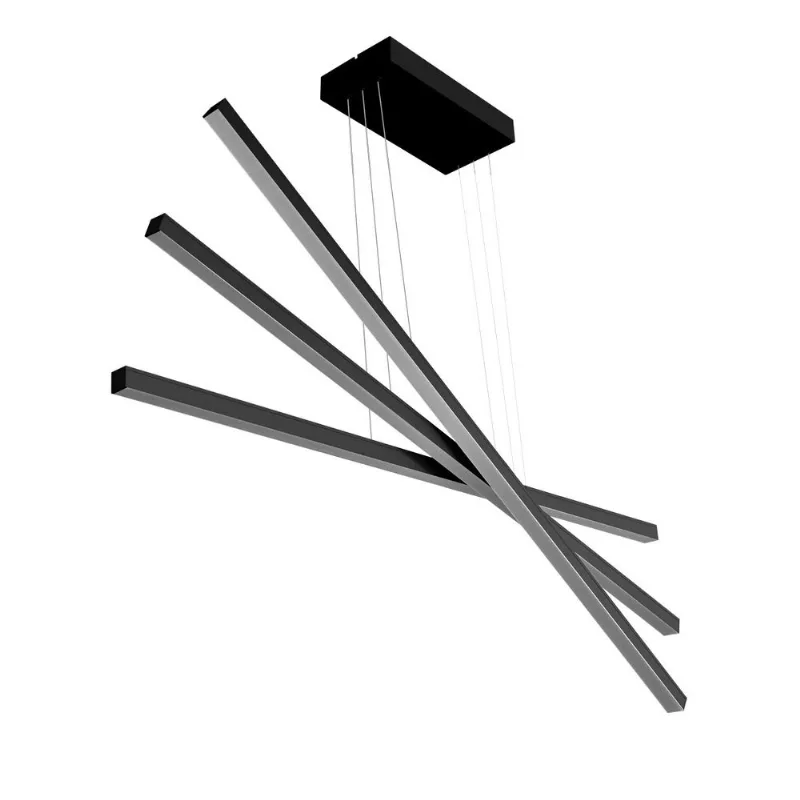 Pendente Multi Led 60W 3K 3 Luzes 910X80X550Mm Bivolt Preto Perfiline Bronzearte