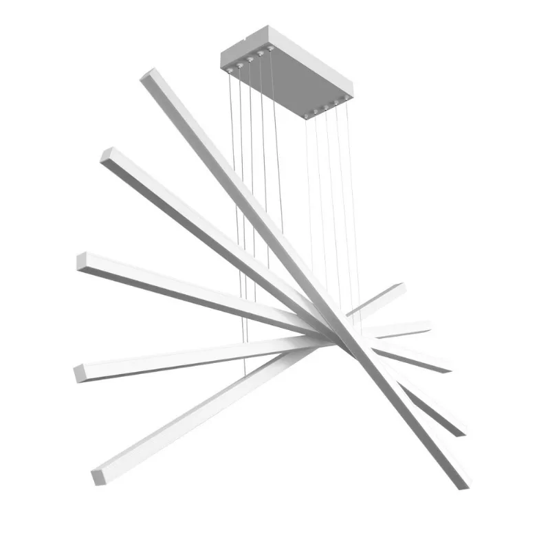 Pendente Multi Led 98W 3K 5 Luzes 910X120X550Mm Bivolt Branco Perfiline Bronzearte