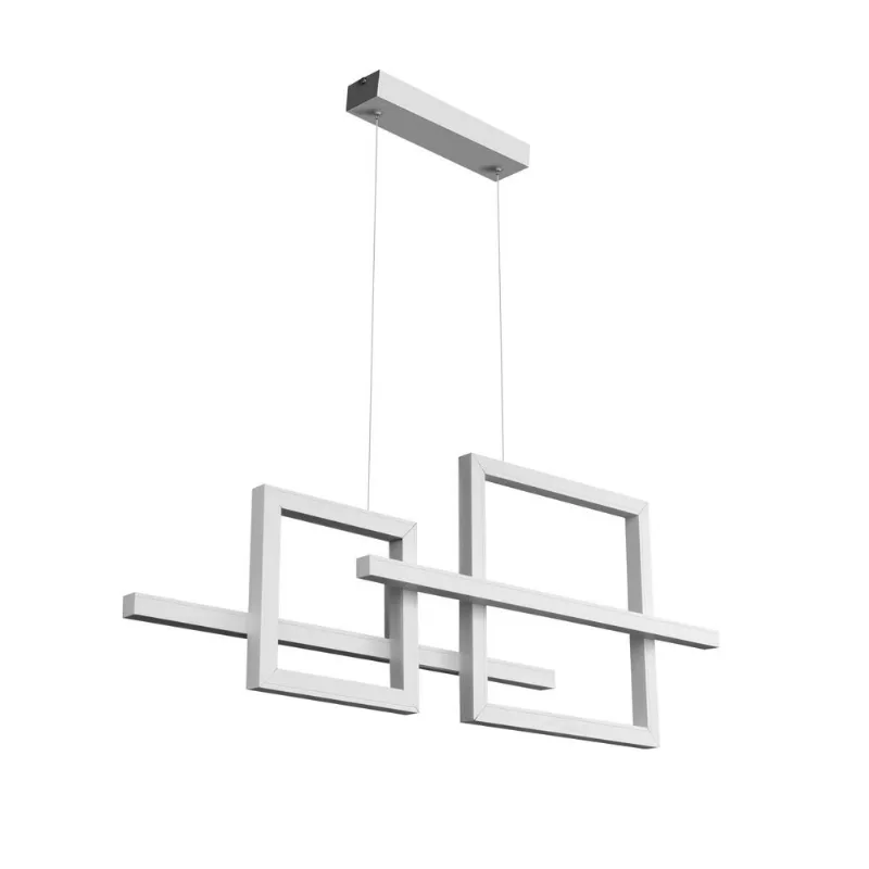 Pendente Forms Led 80W 3K 1050X70X400Mm Bivolt Branco Perfiline Bronzearte