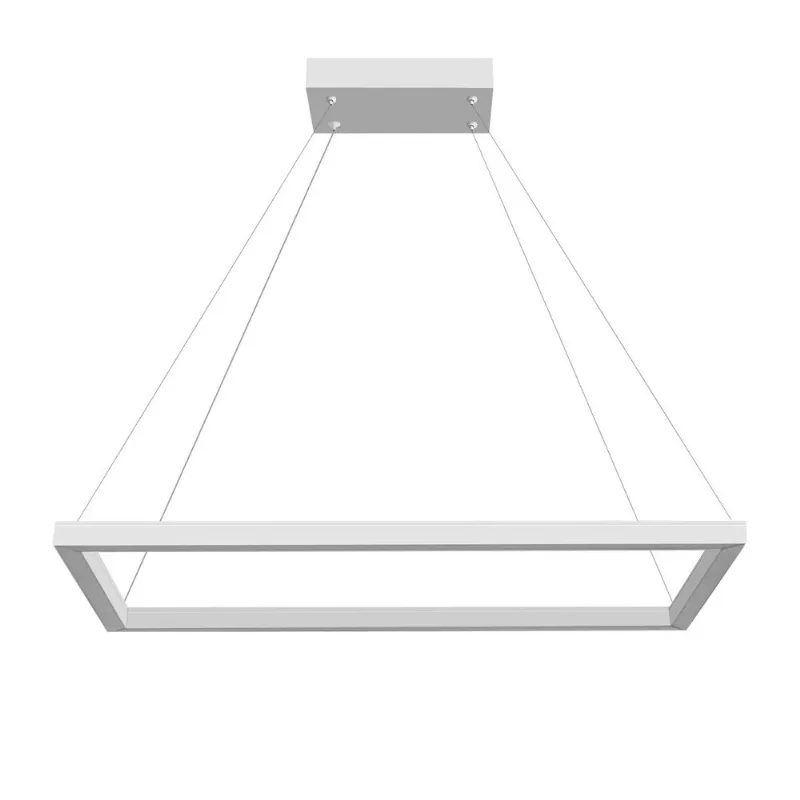 Pendente Retangular Led 40W3K 1 Aro 800X400Mm Bivolt Branco Perfiline Bronzearte