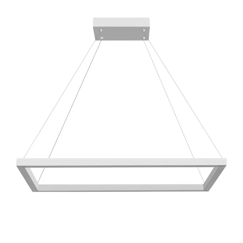Pendente Retangular LED 20W 3K 40x20cm Bivolt Perfiline Bronzearte Branco Pendente Retangular Led 20W 3K 1 Aro 400X200Mm Bivolt Branco Perfiline Bronzearte