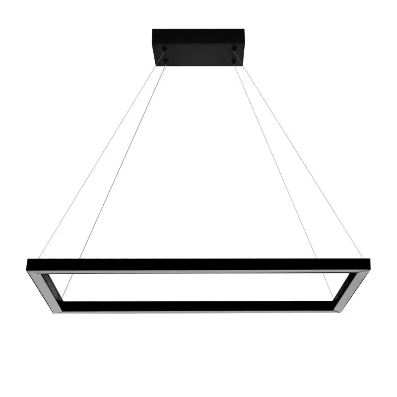 Pendente Retangular Led 20W 3K 1 Aro 400X200Mm Bivolt Preto Perfiline Bronzearte