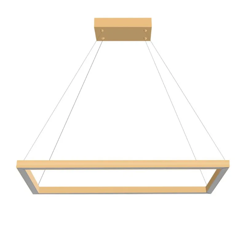 Pendente Retangular Led 20W 3K 1 Aro 400X200Mm Bivolt Dourado Perfiline Bronzearte