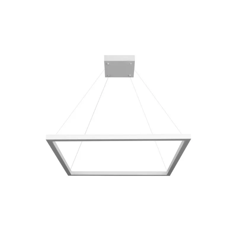 Pendente Quadrado Led 40W3K 1 Aro 600X600Mm Bivolt Branco Perfiline Bronzearte