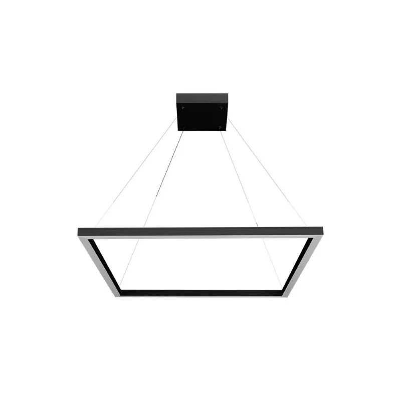 Pendente Quadrado Led 30W3K 1 Aro 400X400Mm Bivolt Preto Perfiline Bronzearte