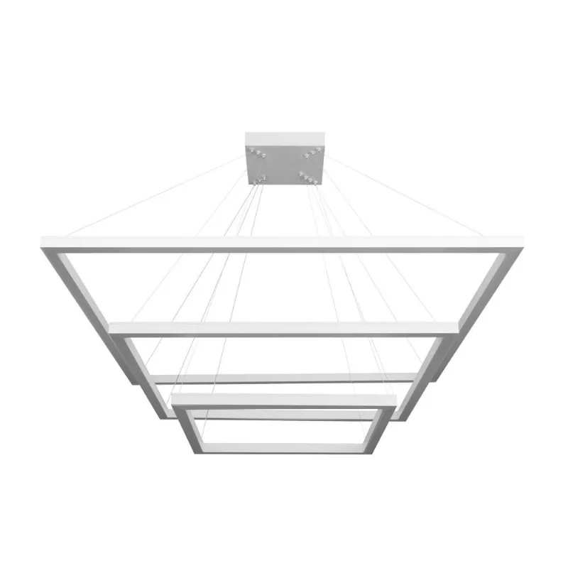 Pendente Quadrado Led 120W3K 3 Aros 800X600X400Mm Bivolt Branco Perfiline Bronzearte