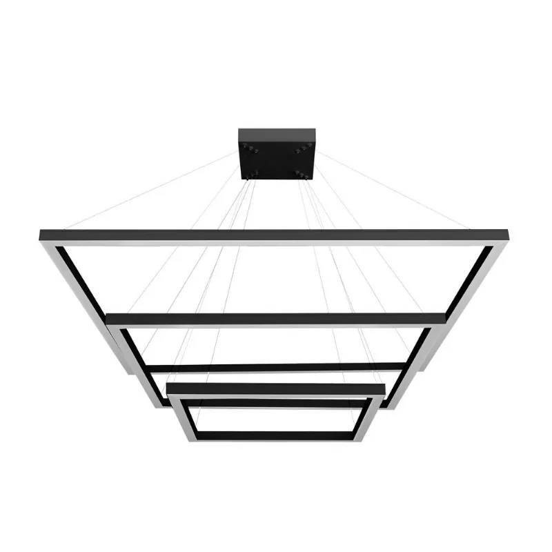 Pendente Quadrado Led 95W3K 3 Aros 600X400X300Mm Bivolt Preto Perfiline Bronzearte