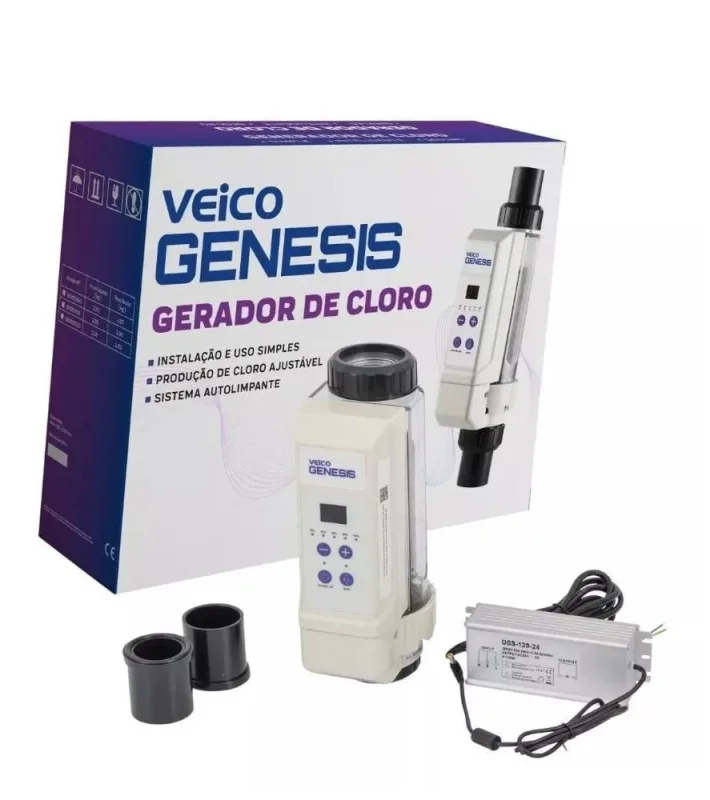 GERADOR DE CLORO PISCINA GENESIS 10 VEICO - Fluidra Brasil