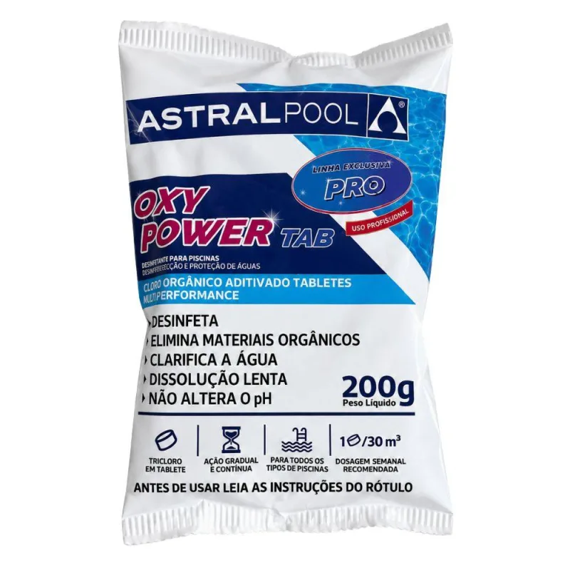 Pastilha de Cloro Aditivado Clarificante Oxypower 200g Astralpool - FLUIDRA