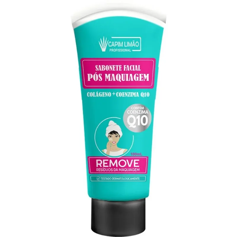 Sabonete Facial Pós Maquiagem Capim Limão Colágeno Q10 100ml (MP)