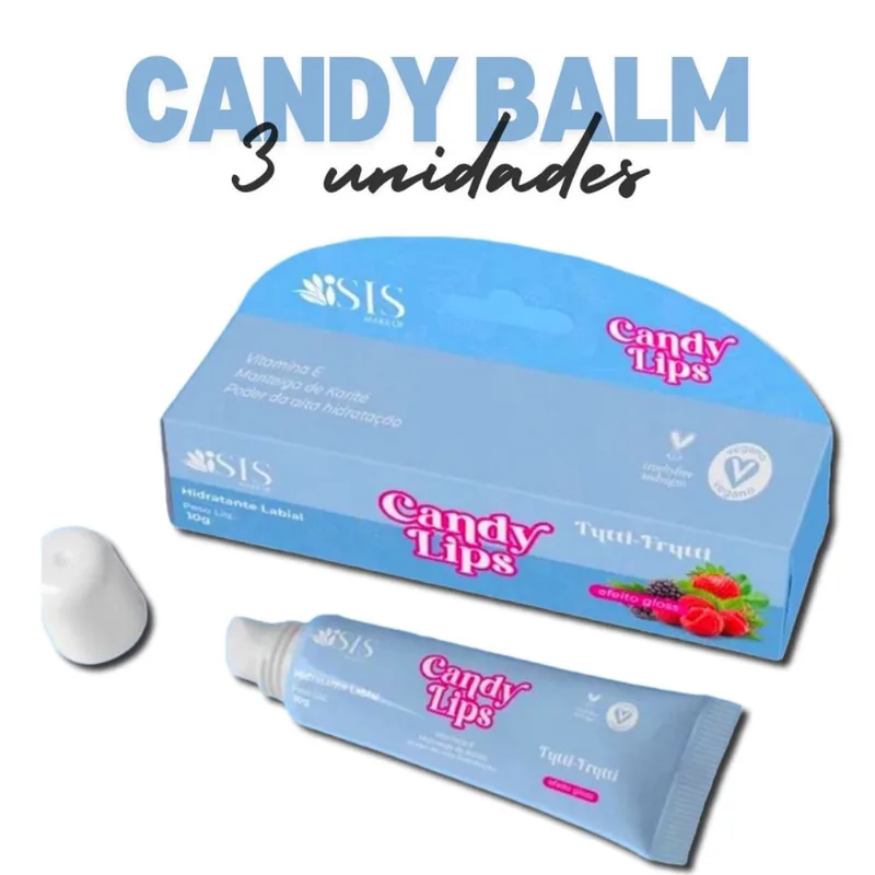 Candy Lips Kit Com 3 Carmmed Fini Tutti Frutti Efeito Gloss
