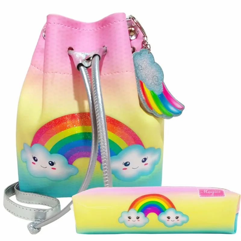 Kit Infantil Bolsa e Estojo Arco-Íris, Magicc Bolsas KI-070