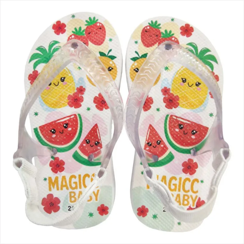 Chinelo Menina Bebê Sandália Frutinhas e Flores Magicc Baby Chinelo Bebê Sandália Frutinhas e Flores Magicc Baby