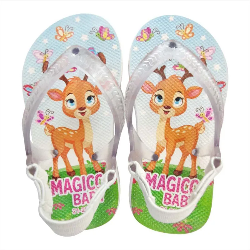 Chinelo Menina Bebê Sandália Cervo Borboletas Magicc Baby Chinelo Bebê Sandália Cervo Borboletas Magicc Baby