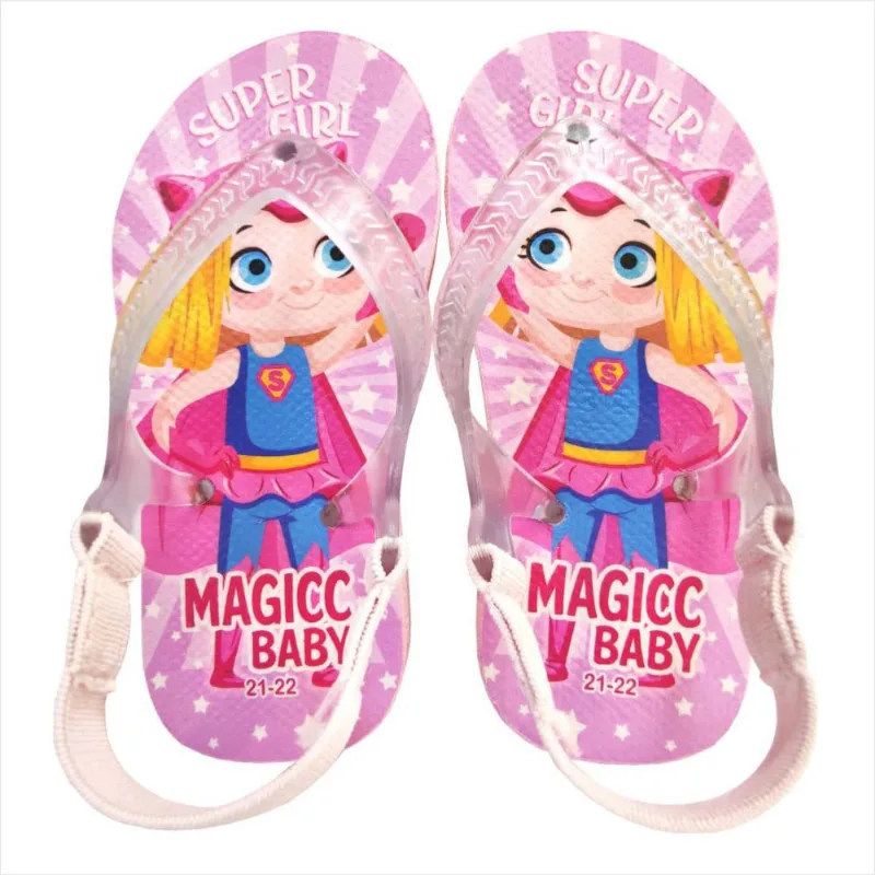 Chinelo Menina Bebê Sandália Super Girl Magicc Baby Chinelo Bebê Sandália Super Girl Magicc Baby