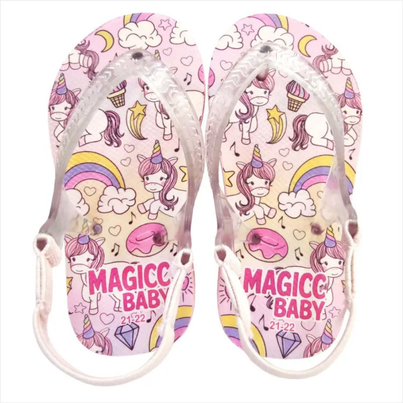 Chinelo Menina Bebê Sandália Unicórnio Arco-Íris Magicc Baby
