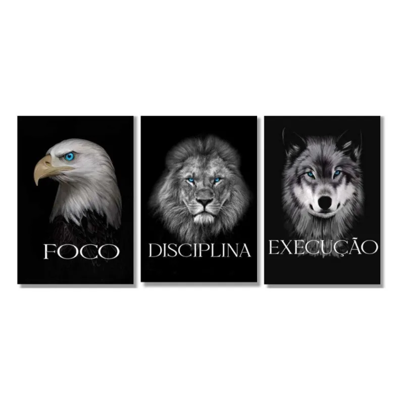 Quadro 40X60 Leão/Lobo/Águia Canvas Ani137 Brisa Artes