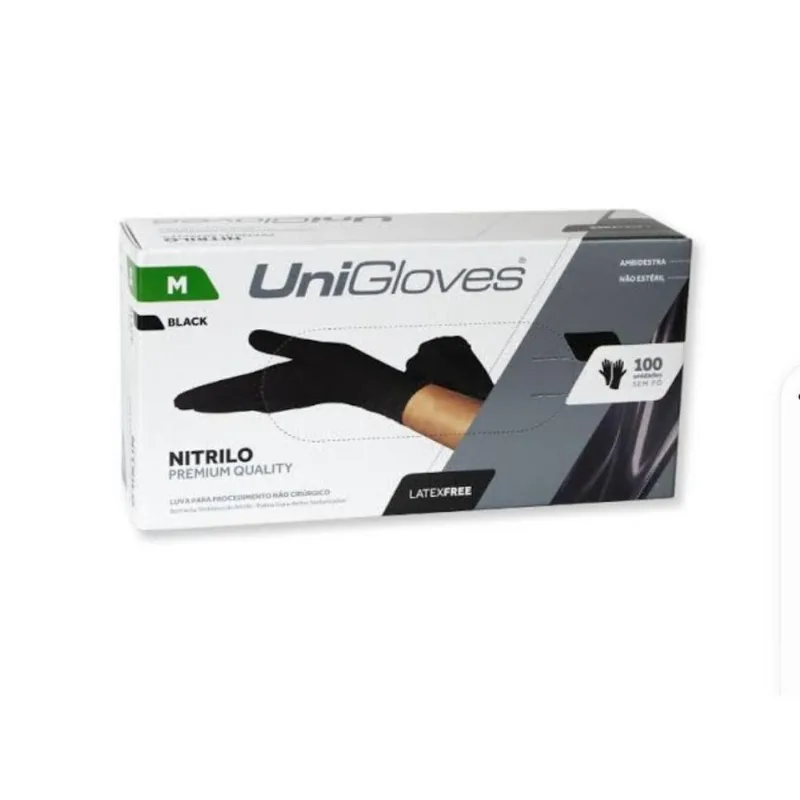 Luva Classico Latex Com Pó Não Esteril Black Medio