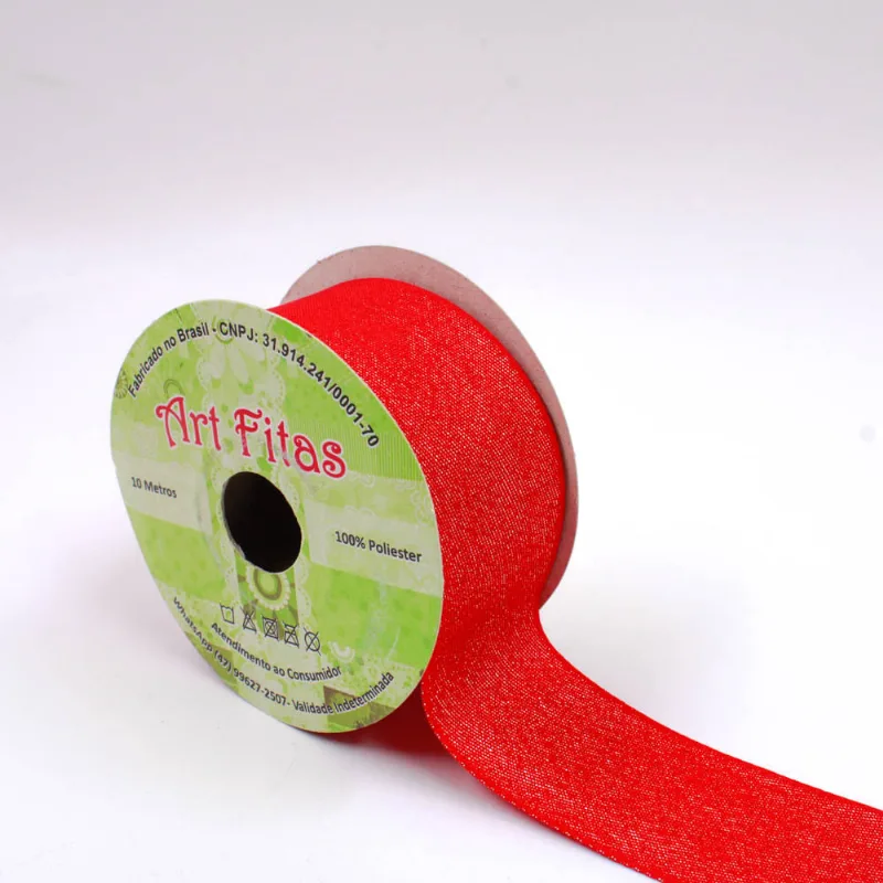 FITA GORGURÃO LUREX ART FITAS PB16L 38MM EM POLIESTER COM 10 METROS 201 - Vermelho