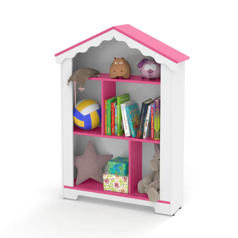 Estante Infantil Casinha Magia Branco Com Rosa Quarto Decoração - ofertamo