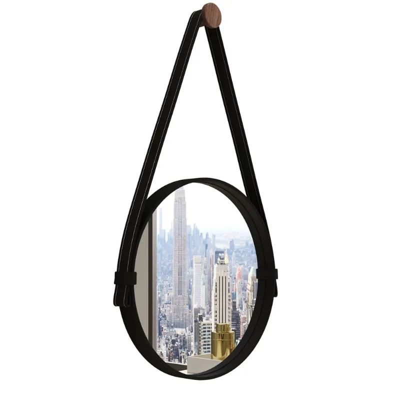 Espelho Redondo 46cm Adnet com Alça e Pino Preto Ofertamo - ofertamo