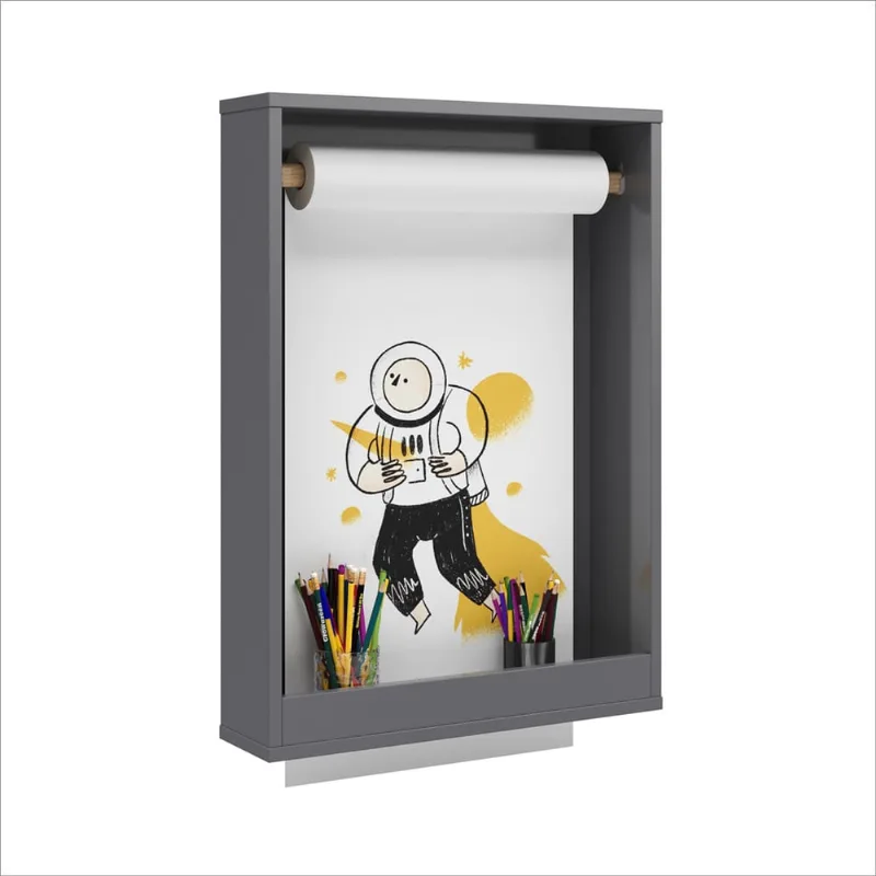 Lousa Painel Criativo Infantil Com Rolo Papel 42cm Cinza - Ofertamo - ofertamo