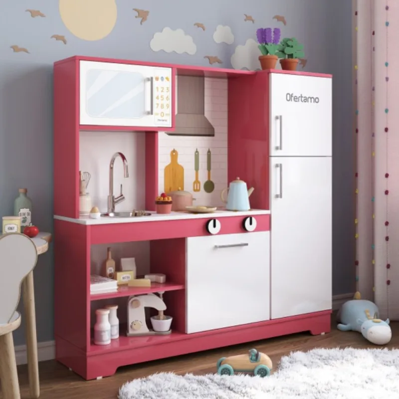 Cozinha Infantil c/ Refrigerador Elo Fit Branco Rosa