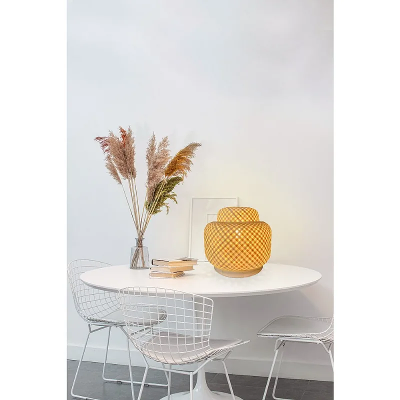 Luminaria De Mesa Bambu 25cm Bivolt Bege Bali Gmh