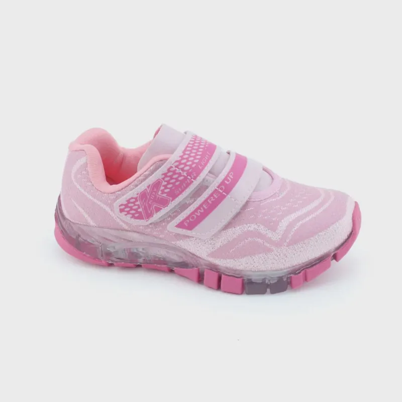 Tênis Infantil Kidy Tiras Aderentes 1123-0891 Rosa Com Led