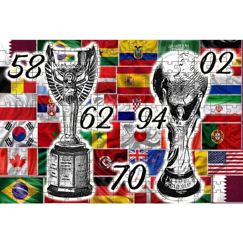 Jogo 3 Quebra-Cabeças Futebol Taça Da Copa Do Mundo 60 Peças