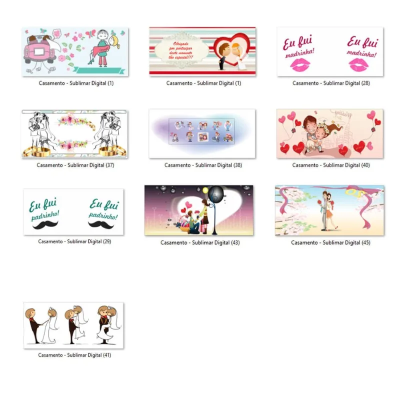 Kit Folhas Sublimaticas Impressas A4 Canecas Casamento 20