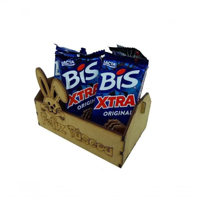 Cestinha Mdf Feliz Páscoa Com Bis Xtra