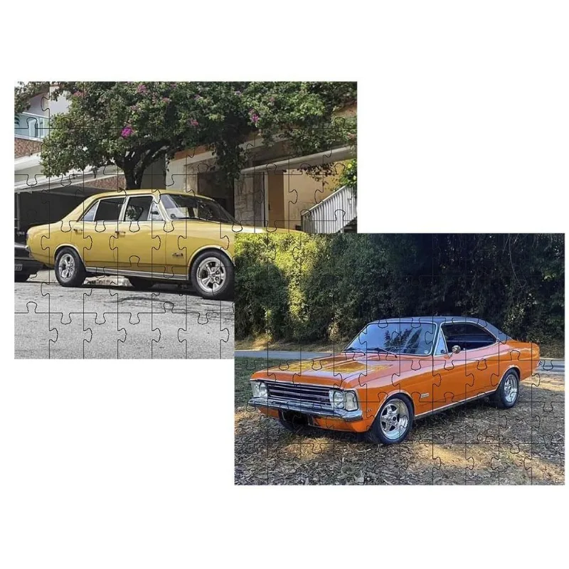 Kit 2 Quebra-cabeças Cognitivos Carros Opalas De 40 Peças