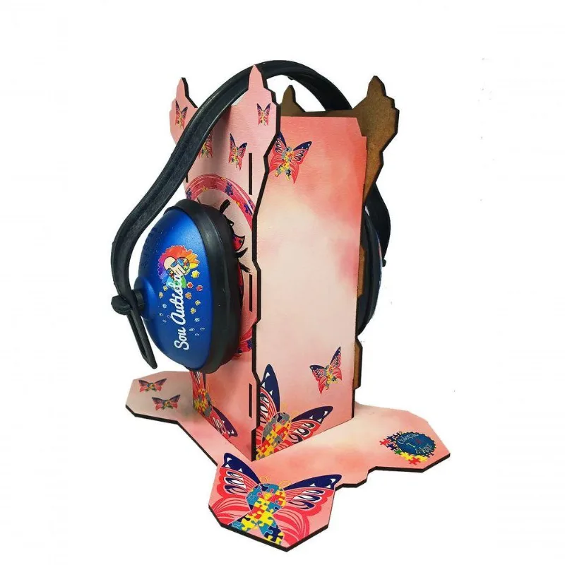 Abafador De Ruído Azul Para Autista Com Suporte Decorativo Tons De Alegria