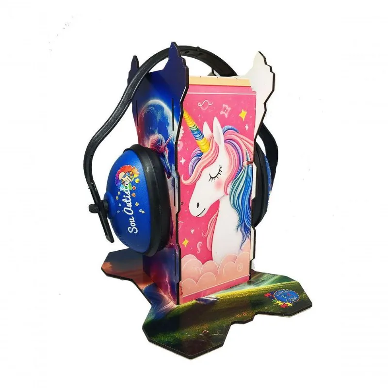 Kit Suporte Autistas Abafador Azul De Sons 11 Db Unicórnios