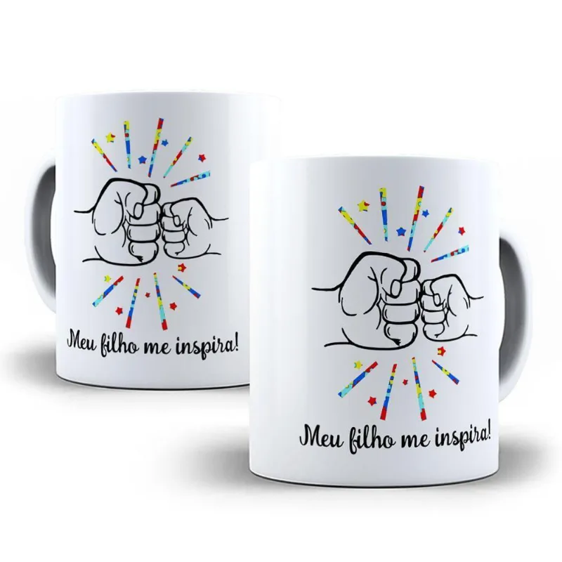 Kit Pai De Autista Meu Filho Me Inspira Caneca + Chaveiro