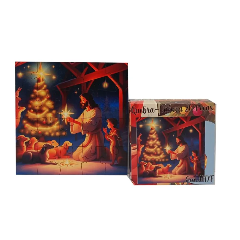 Quebra-cabeça infantil 20 peças em MDF Jesus nosso Natal