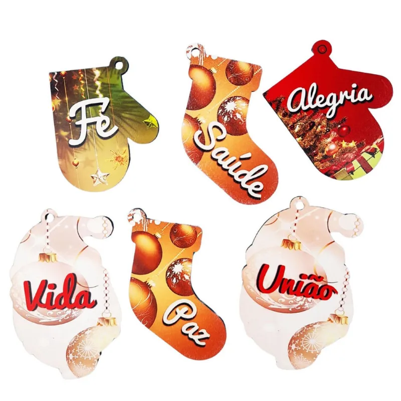 Mini Kit 10 Bolinhas Natal Em Mdf Formatos Diferentes E
