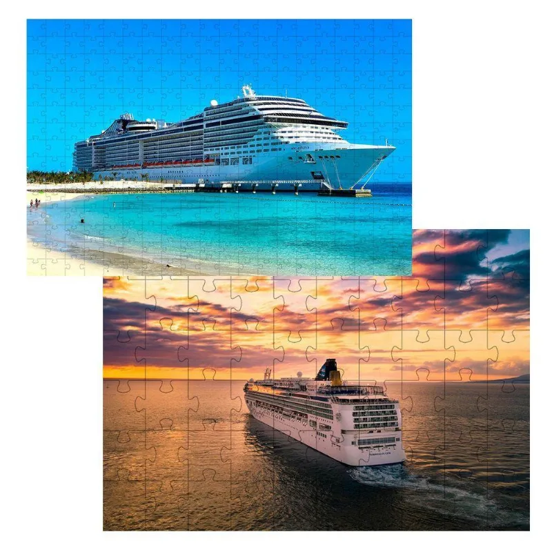 Kit 2 Quebra-cabeça Inclusivos Navios Em 24 Peças Grandes