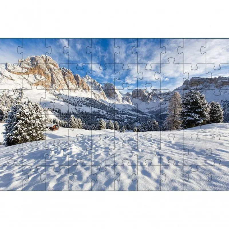 Kit Quebra-cabeça Paisagens Neve Pelo Mundo com 2 Jogos de 60 Peças para Idosos Coleção Tea e Amor - OUTRAS