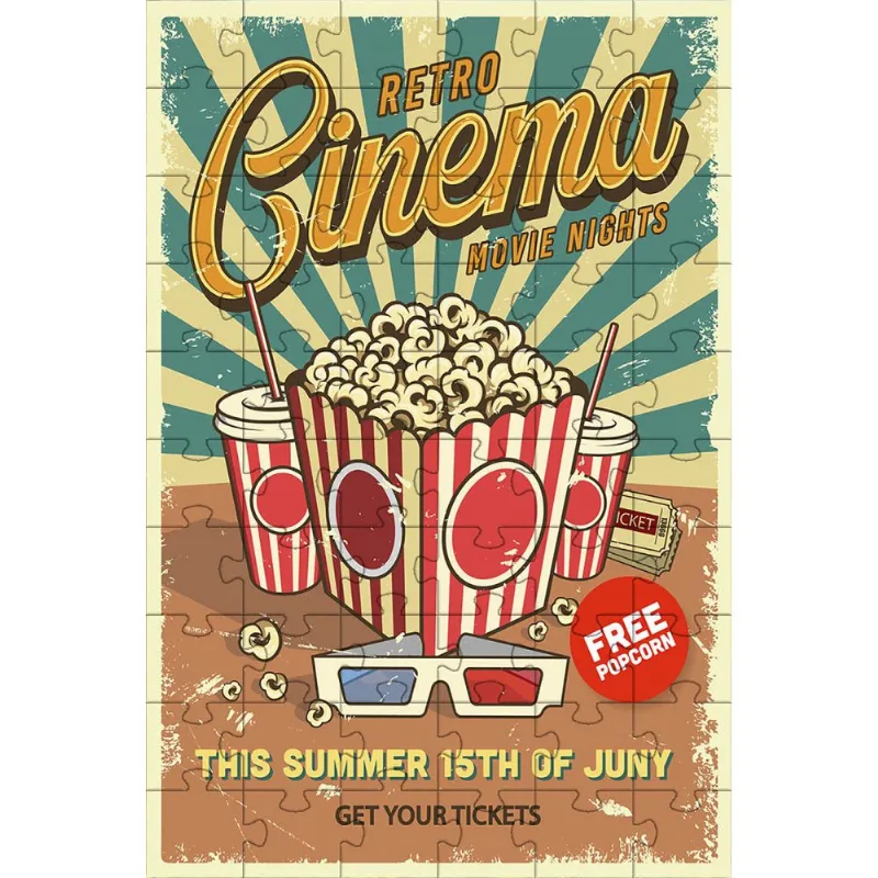 Quebra-Cabeça Retro Pipoca de Cinema de 120 peças