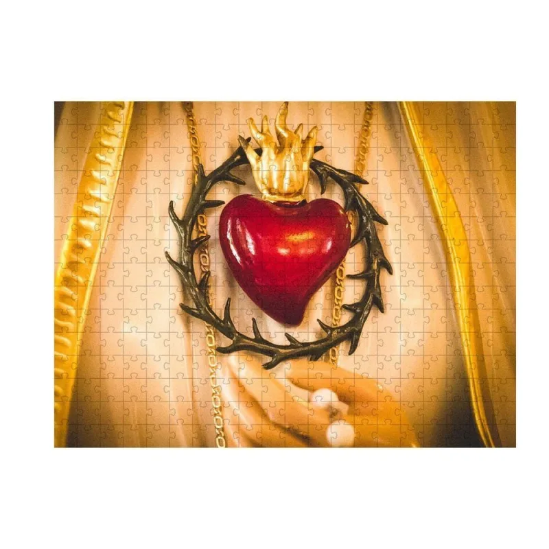 Quebra-cabeça da Fé Sagrado Coração de Maria 300 Peças para Idosos Marrom Coleção Tea e Amor - OUTRAS