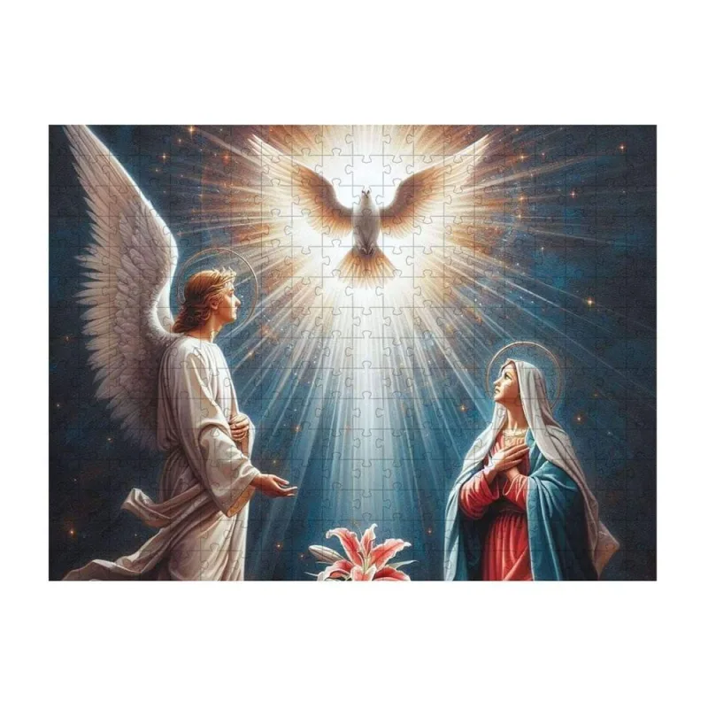 Quebra-cabeça Sagrado o Anjo Anunciou a Maria e Ela Concebeu de 300 Peças 39,5 X 29 cm Atividade - OUTRAS