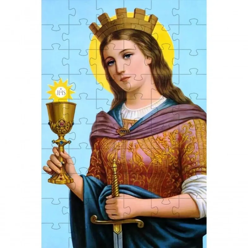 Quebra-cabeça Religiosos Cognitivo Santa Bárbara 60 Peças Estimula Memória para Idosos Coleção Tea - OUTRAS