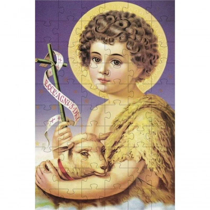Quebra-cabeça Religioso Cognitivo São João 35 Peças MDF com Chaveiro Marrom Coleção Tea e Amor - OUTRAS